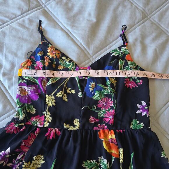 Express Women's Maxi Dreass Black Floral Strapy NWT Chiffon Resort Vacation Sz S - Picture 8 of 10